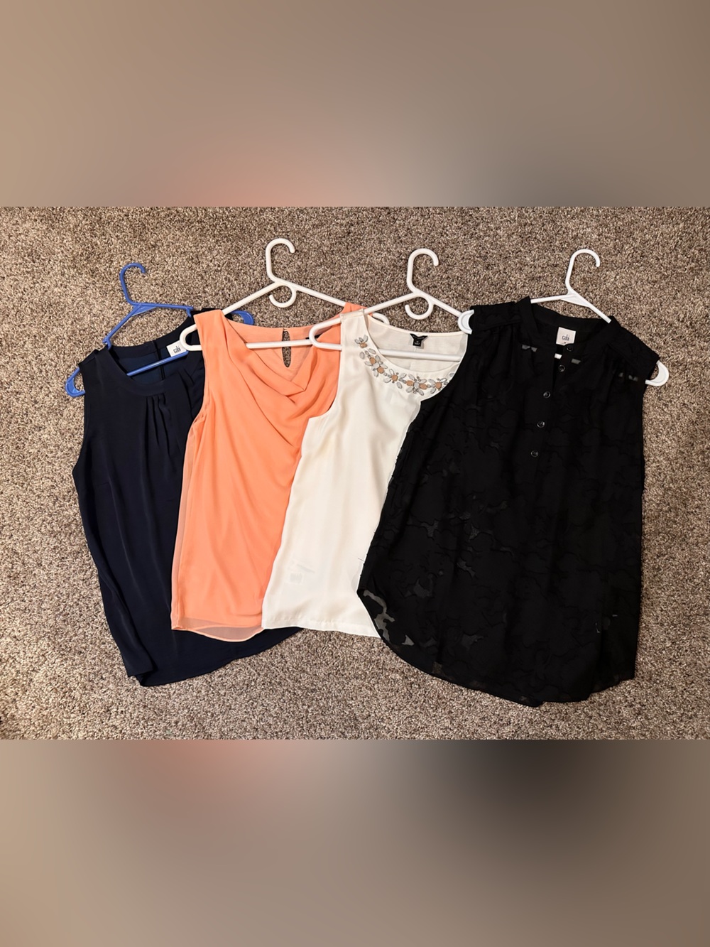 Ann Taylor, Cabi brand lot of four sleeveless tops. All medium